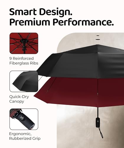 Repel Windproof Travel Umbrella (Black + Red 1-Pack / Standard)