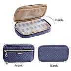 Travel Pill Organizer 2 Times a Day with Cute Fabric Pill Case (Blue / Large)