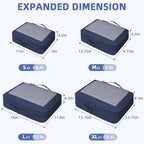 4 Set/6 Set/8 Set Compression Packing Cubes Travel Accessories Expandable Packing Organizers (Square Mesh, 06-Navy) (06-Navy / Square Mesh)