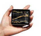 Silver Vintage Pill Box 7 Day Metal Pill Box with Mirror and 8 Compartments Cute Travel Pill Organizer for Purse (Gold and Black Marble)