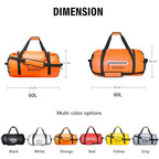 60L Waterproof Duffle Travel Duffel Bag (Orange / 60L)