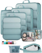 9 11 Set Compression Packing Cubes for Travel Essentials (Blue Gray / 9 set)