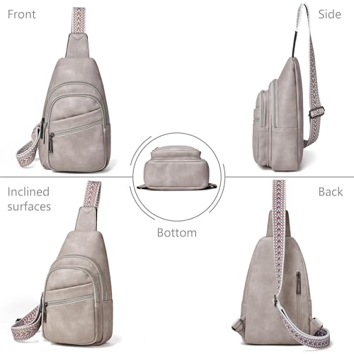 Sling Bag Crossbody Bags for Women Small Cross Body Bag Fanny Packs Chest Sling Purse for Daily Travel Leisure Sport (2-1 Grey)