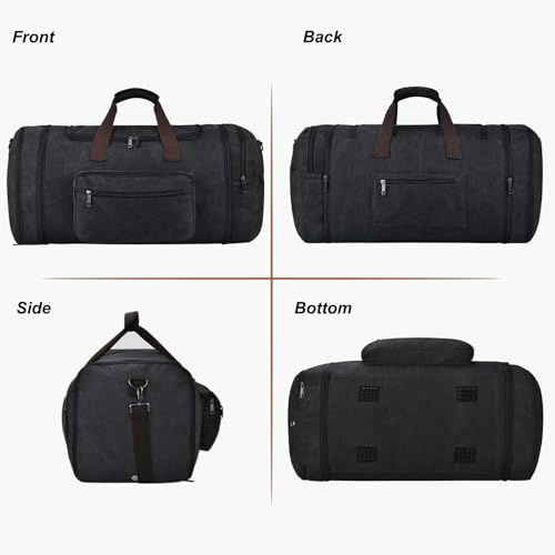 60L Canvas Duffle Bag for Men (Black / 60L)