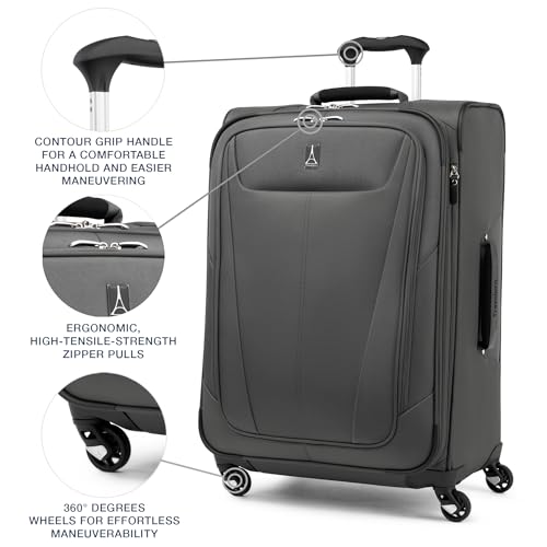 Maxlite 5 Softside Checked Luggage Spinner (Checked-Medium 25-Inch / Shadow Grey)