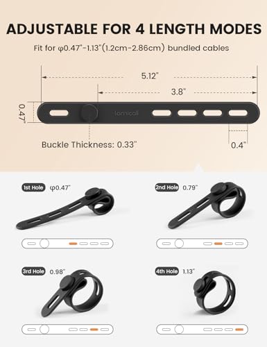 10 Pack Silicone Cable Ties Cord Organizer (10pack / Classic Black)