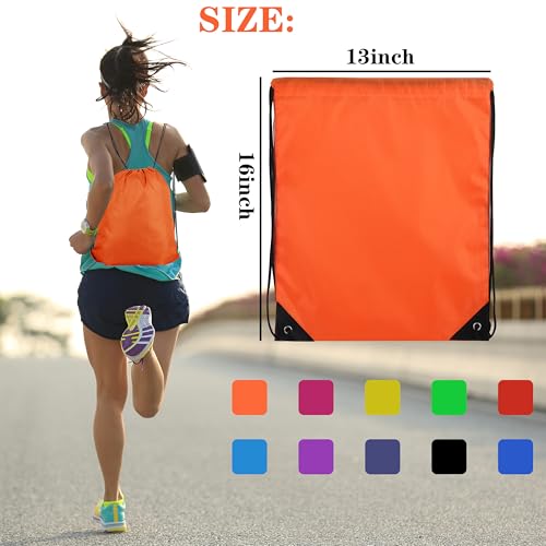 20 Colors Drawstring Backpack Bags Sack Pack Cinch Tote Sport Storage Polyester Bag for Gym Traveling (Multicolor)