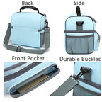 Double Layer Cooler Insulated Lunch Bag Adult Lunch Box Large Tote Bag for Men (Light Sky Blue)