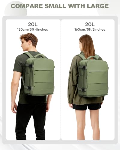 Travel Backpack Carry On for Women Man Gym Backpack with Laptop Compartment Mochila de Viaje Teacher Personal Item Backpacks Rucksack Airplane Accessories Must Haves (Gray Green / 20 liters)