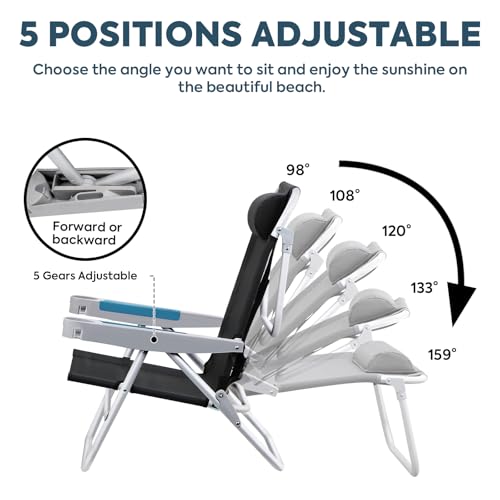 Backpacking Beach Chairs for Adults (Xl Black-1pack)