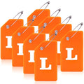 8 Pack Initial Luggage Tags for Suitcases Airplane Travel Essentials (Orange / Letter L)
