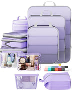 11 Set Compression Packing Cubes for Travel Essentials (Light Purple / 11 set)