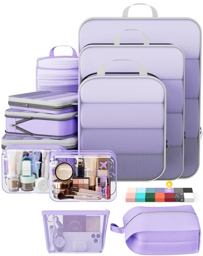 11 Set Compression Packing Cubes for Travel Essentials (Light Purple / 11 set)