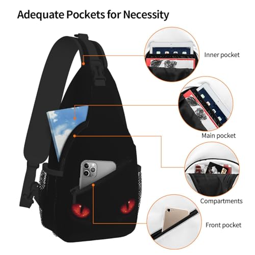 Sling Bag Red Eyes Cat Hiking Daypack Crossbody Shoulder Backpack Travel Chest Pack for Men Women (B0171)