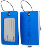 Luggage Tags Business Card Holder by TUFFTAAG (Blue 2pk / 2 Pack)
