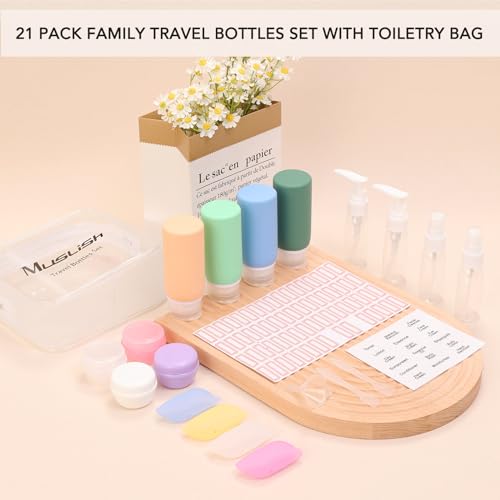 21 Pack Travel Bottles for Toiletries (Green)