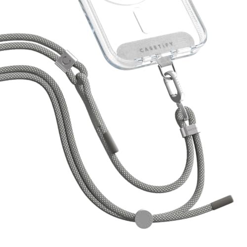 6mm Rope Cross Body Strap with Card (6mm / Flecked Slate Grey With Silver Clasp)