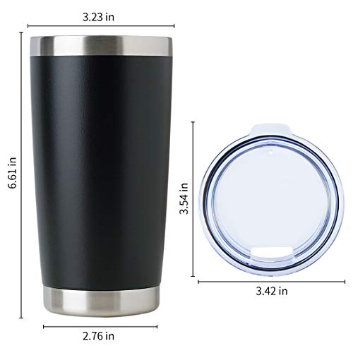 20oz Stainless Steel Tumbler Bulk with Lid (1 Count (Pack of 1) / Powder Black)