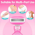Travel Razors for Women Include 1 Handle 2 Cartridges (Pink)