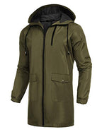 Men's Rain Jacket Waterproof Cycling Packable Raincoat with Hood Lightweight Windbreaker (Olive Green / X-Large)