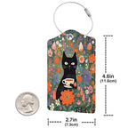 2 Pack Luggage Tag for Suitcase (Black Cat Flower)