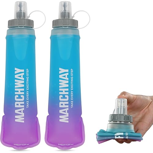Soft Flask Collapsible Water Bottle with Wide Mouth (Blue Purple / 500 ml/17 oz)
