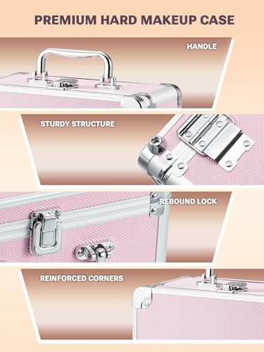 Makeup Box with Detachable Magnetic LED Mirror (Icy Pink / Small)