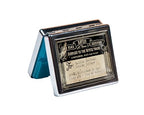 Silver Vintage Pill Box 7 Day Metal Pill Box with Mirror and 8 Compartments Cute Travel Pill Organizer for Purse (Vintage Label)