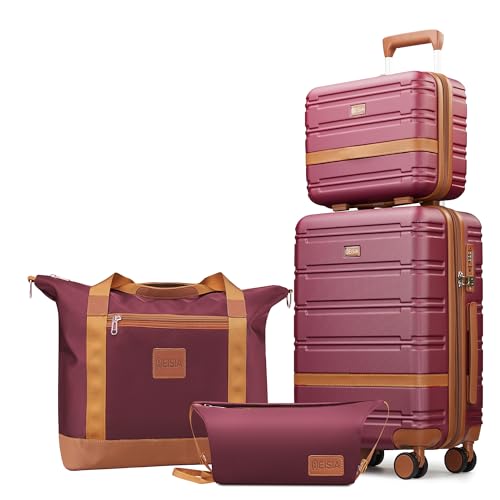 Luggage Sets with spinner wheels (Purple / 4 Piece Sets(14/20/DB/TB))