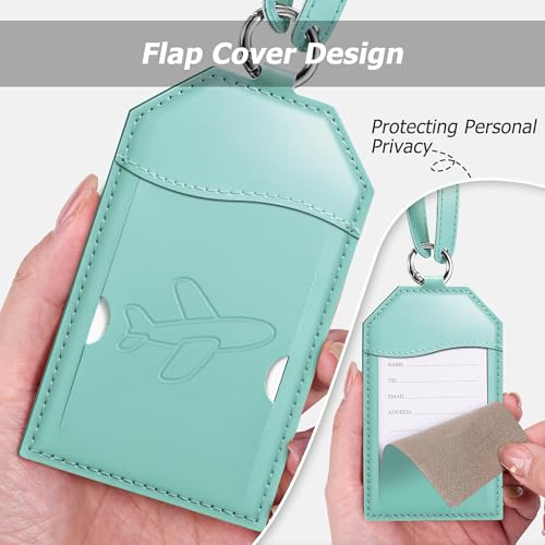 3 Pack Luggage Tags for Suitcases Bag Tag (Cyan Airplane)