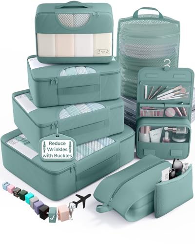 8 Set Packing Cubes for Travel Essentials (15 Blue Gray)