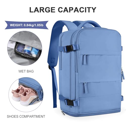 Large Travel Backpack For Women Men (Sky Blue / 30 liters)