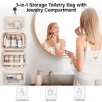Hanging Travel Toiletry Bag with Jewelry Organizer (Apricot)
