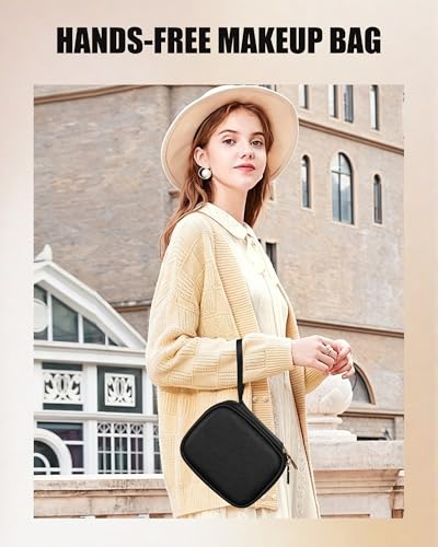 Travel Makeup Bag with Led Mirror (01-Black / Small)