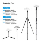 Traveler 7A 65.55'' Aluminum Camera Tripod (Aluminum Travel Tripod)