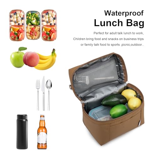 NOL Insulated Lunch Bags for Women Cooler Bag Lightweight Nylon Waterproof Lunch Box for Work Brown Small 4L (Brown / Small (4 Liters))