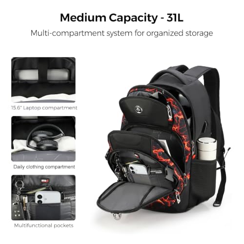 Design Laptop Backpack for Men with USB Charging Port SD803 (Flame Red / Standard)