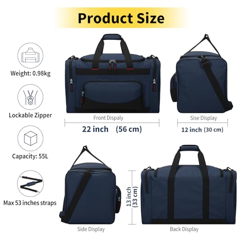 Gym Bag 22 inch Sport Duffle Bag for Men (Blue / 22 inch)