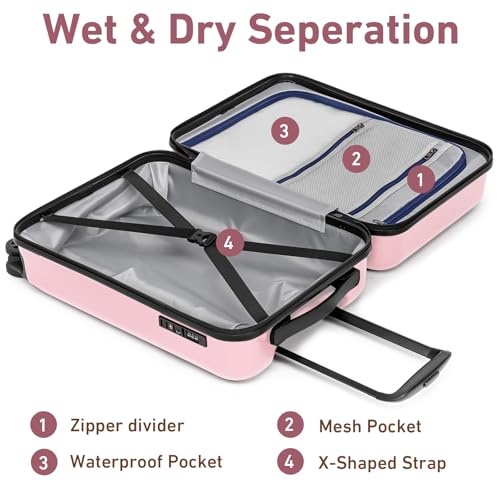 Carry On Luggage Sets 3 Piece 20 Inch Suitcase Set with Duffel Bag (Pink / 3Pcs Set(DB/TB/20))