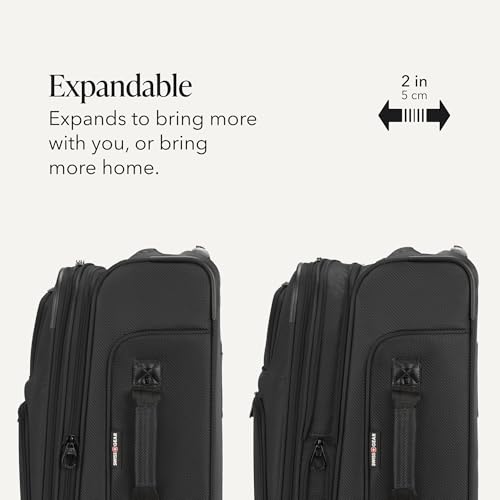 Sion Softside Expandable Spinner Luggage Durable Lightweight Travel Suitcase (3-Piece Set (Carry-On/Medium/Large) / Black)