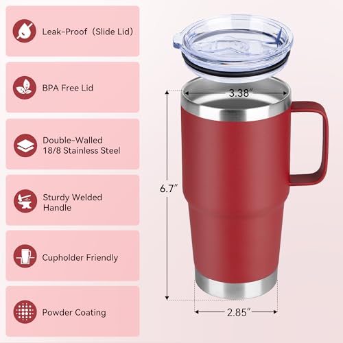 20oz Tumbler Bulk with Lid (Red / 20 Ounces-12)