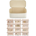 Travel Jewelry Case with Clear 12 Velvet Bags (12PCS-White)
