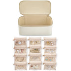 Travel Jewelry Case with Clear 12 Velvet Bags (12PCS-White)