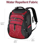 Travel Laptop Backpack 18.4 Inch XXXL Computer Backpack for Men (Black/Red / 18.4 inch)