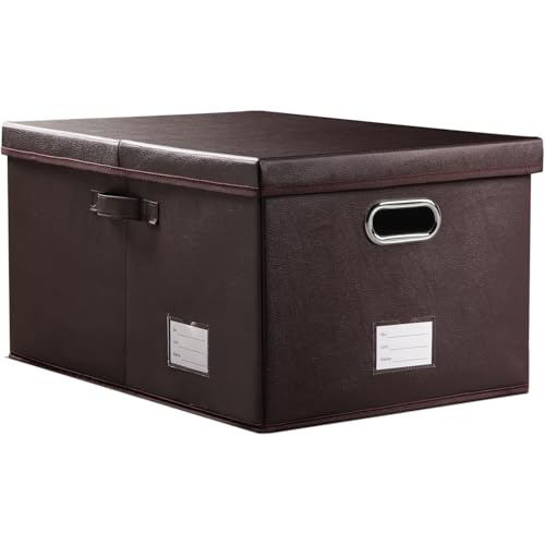 Collapsible Storage Box with Lid [1 (Brown / X-Large(1-Pack))