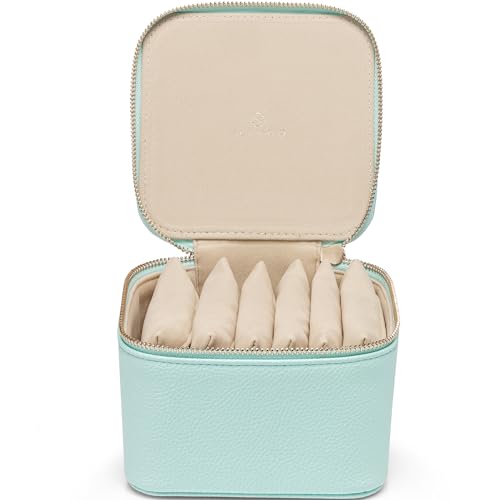 Travel Jewelry Organizer with Clear 6 Velvet Bags (6PCS-Lake Blue)