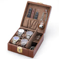 Watch Box 4 Watch Travel Case with Combination Lock (Brown / 4-Slot)