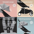 YOYO3 Travel Stroller from 6 Months (Black/Aqua)