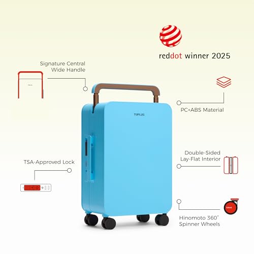 Balance 20" Wide Handle Suitcase Hardside Zipperless Luggage Blue (Clear Sky Blue / Carry-On 20'')