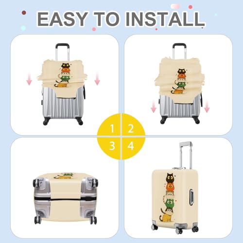 Stacked Cute Cats Luggage Cover (#38 / S(fits 20-22inch suitcase))